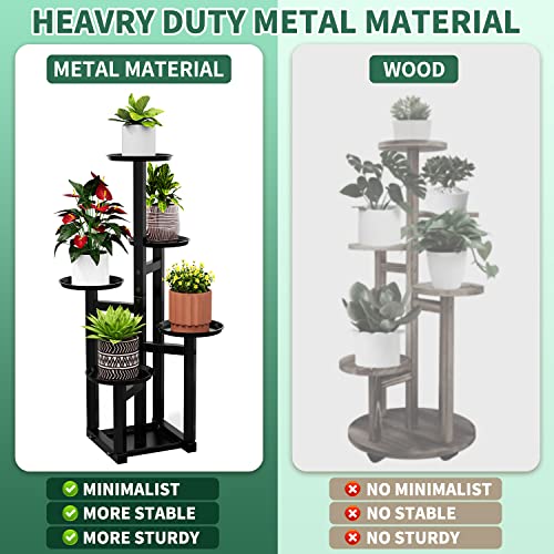 Potey 5 Tiered Metal Plant Stand Indoor, Tall Plant Shelf Corner Plant Stands For Indoor Plants Multiple, Black Plant Shelf Rack For Outdoor Home Patio Lawn Garden #TOP2