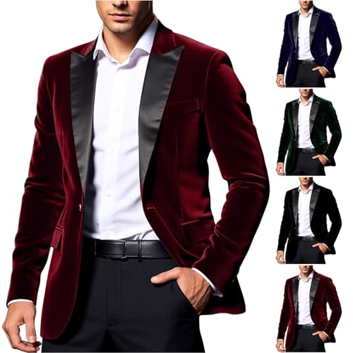 Men's Corduroy Blazers Fashion Slim Fit Single Button Lapel Suit Jackets Sport Coats for Wedding Prom Dinner Party