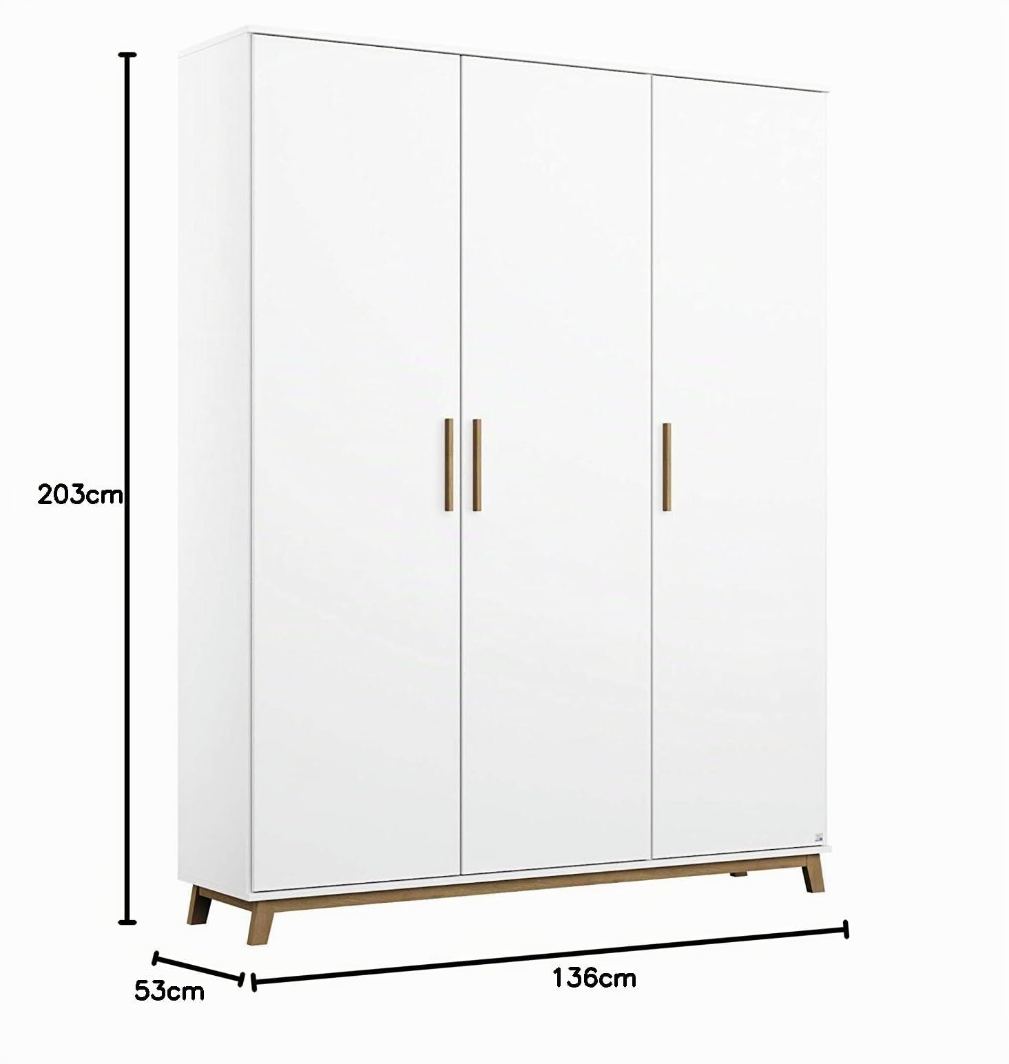 Rauch Möbel Carlsson, Kleiderschrank, Farbe Weiß, Breite 136 cm | Schrank, Kinderkleiderschrank, 3-türig, für Schlafzimmer, Kinderzimmer, Babyzimmer, Garderobe, Flur