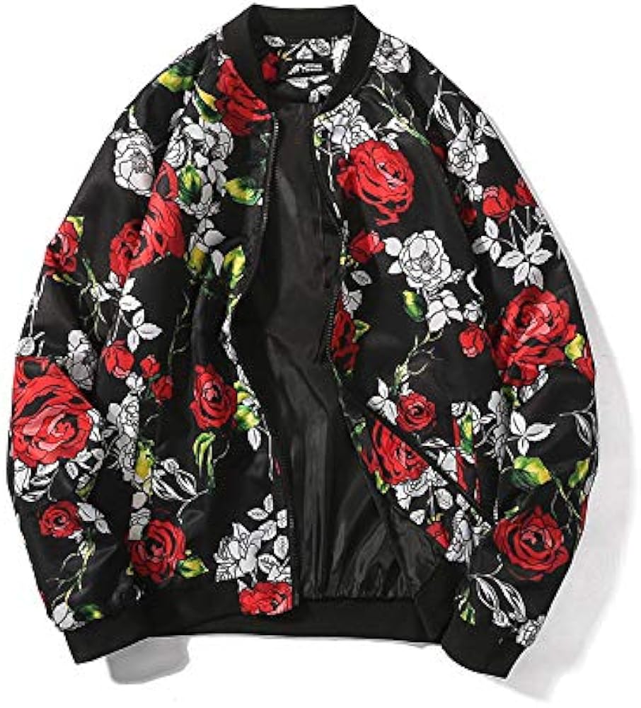 Amazon | [&Cozy.] メンズ スタジャン 花柄 総柄 野球服 秋 ガジュアル