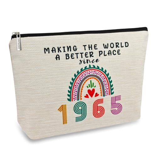 Happy 60th Birthday Gifts for Women Makeup Bag, Funny 1965 60 Year Old Birthday Decorations Gift Ideas for Grandma, Mom, Her, Wife, Sister, Aunt, Small Cosmetic Travel Bags for Mothers Day, Christmas