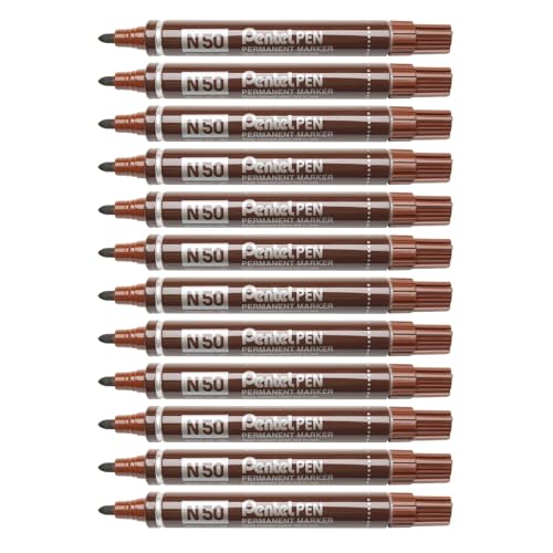 Marqueur permanent Pentel N50 marron à pointe conique moyenne | Lot de 12 feutres