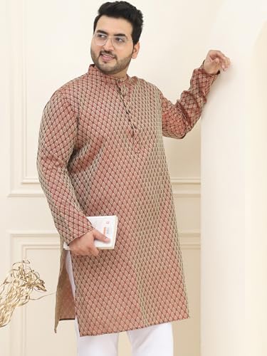 Image of SOJANYA Plus (Since 1958) Men's Cotton Linen Foil Printed Only Long Kurta