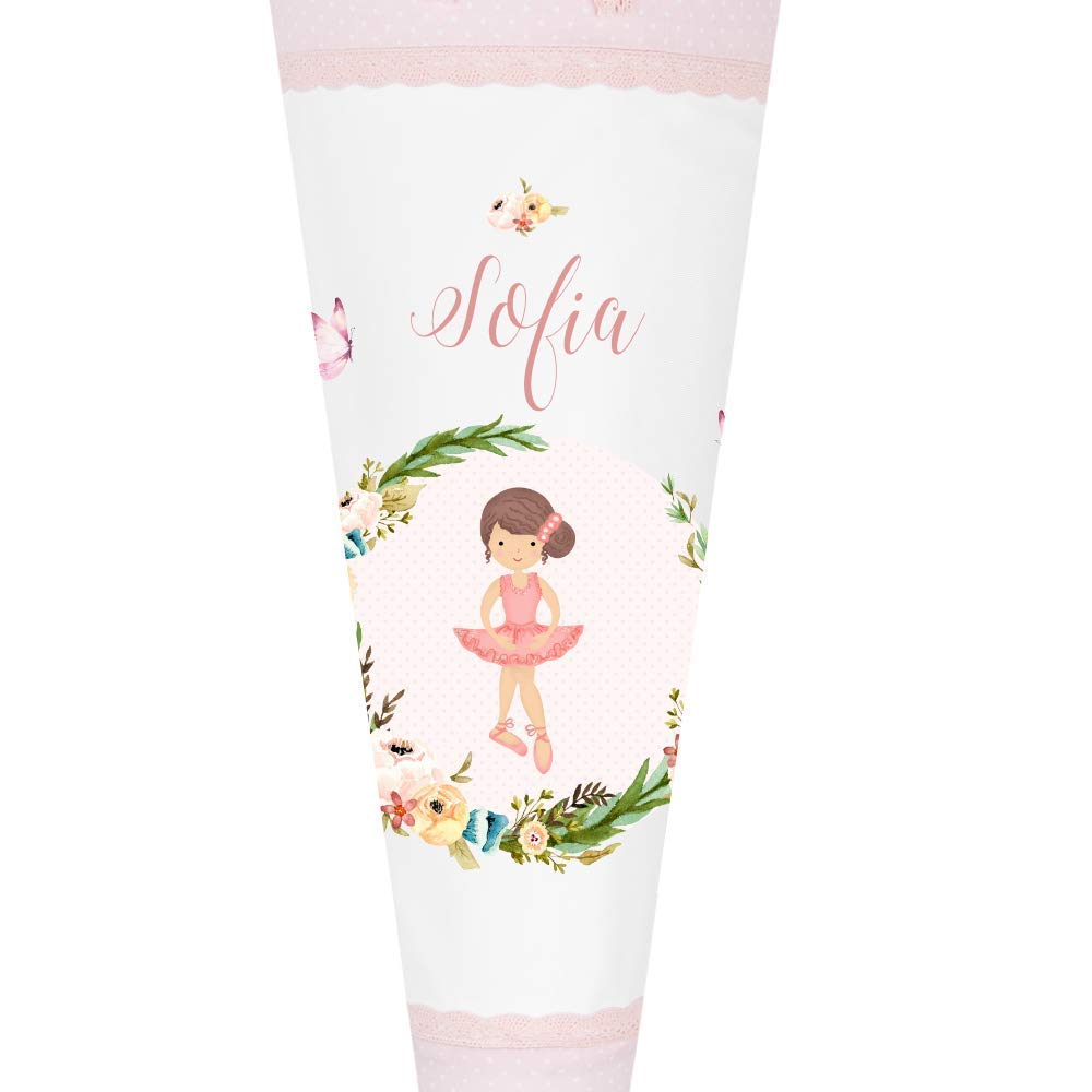 Ballerina Schultüte mit Namen aus Stoff 70cm groß