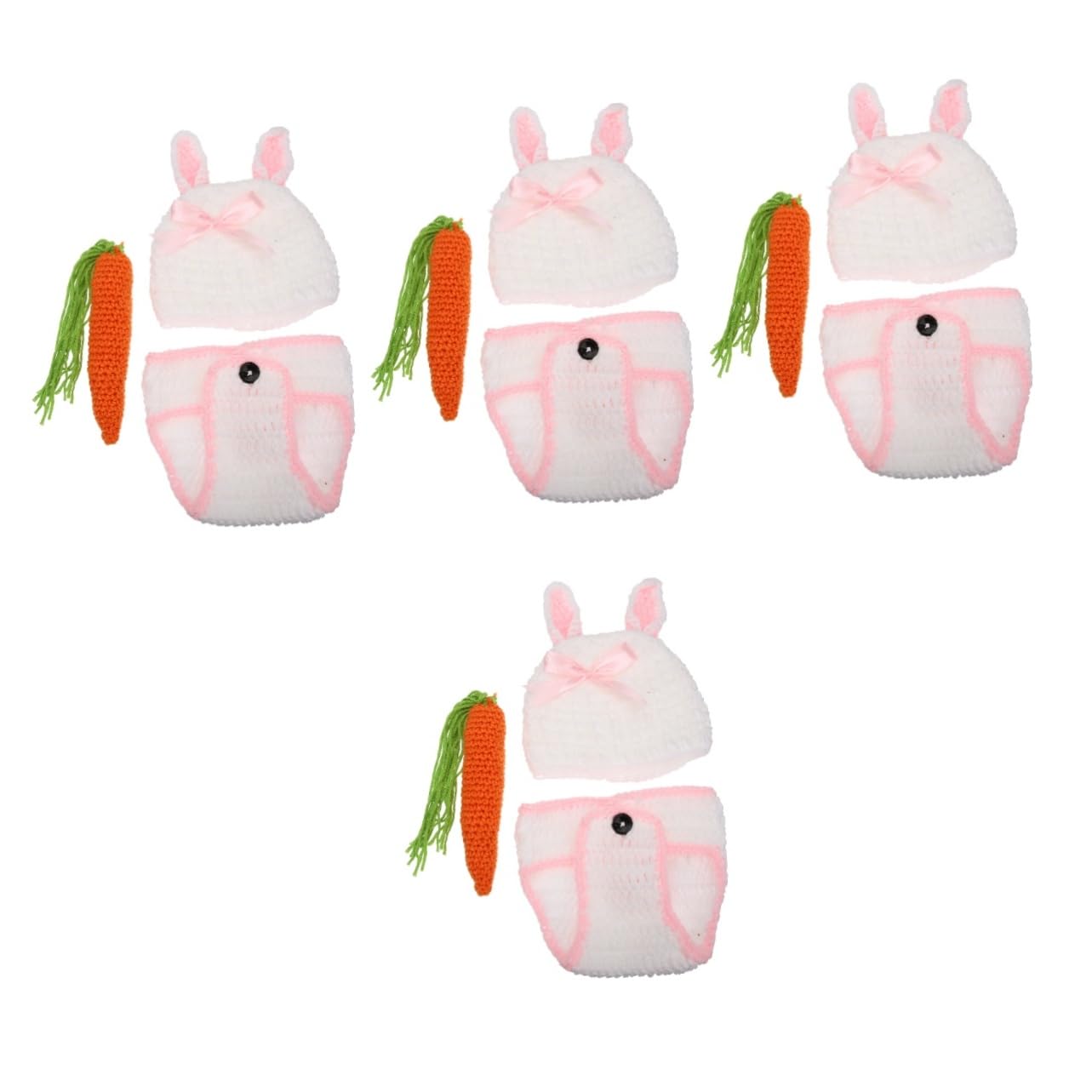 Happyyami 4juegos Conjunto De Fotografía De Recién Nacido Gorro y Pantalones De Conejo Accesorios para Sesiones De Fotos Traje De Ganchillo para Bebés Ropa Creativa para Cumpleaños