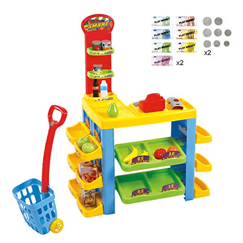 PlayGo Battery Operated My Supermarket Trolley Set 76 Piece Pretend Play Children Shopping Activities