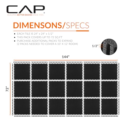 CAP Barbell Exercise Puzzle Mats Packs Tiles 24"x24" x 1/2" | Multiple Options4