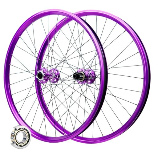 LPYDWZ Ruedas MTB 26 Pulgadas 27,5/29 Pulgadas, Aleación de Aluminio Freno de Disco HG 120 Ruedas Bicicleta de Montaña Delanteras y Traseras Moradas for Cassette de 7-12 Velocidades 2130 G(15*100MM/12