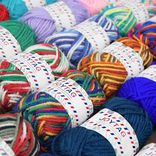 Kit de inicio de ganchillo con 30 madejas de hilo acrílico multicolor y agujas 5