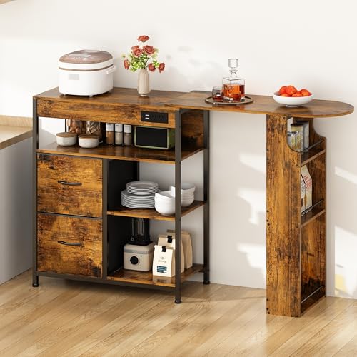 Opiniones de Tammex los mejores 5. 41 GILLAS Aparador, Armario de Cocina, Armario de Almacenamiento, Alacenas para Cocina con Enchufe, Credenza Bufetera Mueble, Estilo Rústico, para Salón, Marrón Rústico