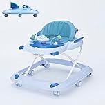 RYDR 101 Baby Walker with Wheels, Foldable Adjustable Height Walker for Babies 6–12 Months, Interactive Lights & Sounds, Toddler Walker Play Centre (Blue)