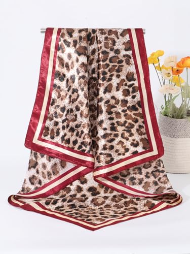 35 x 35 Women's Fashion Pattern Large Square Silk Like Hair Scarf Head Sleeping Wrap Satin Neck Bandana4