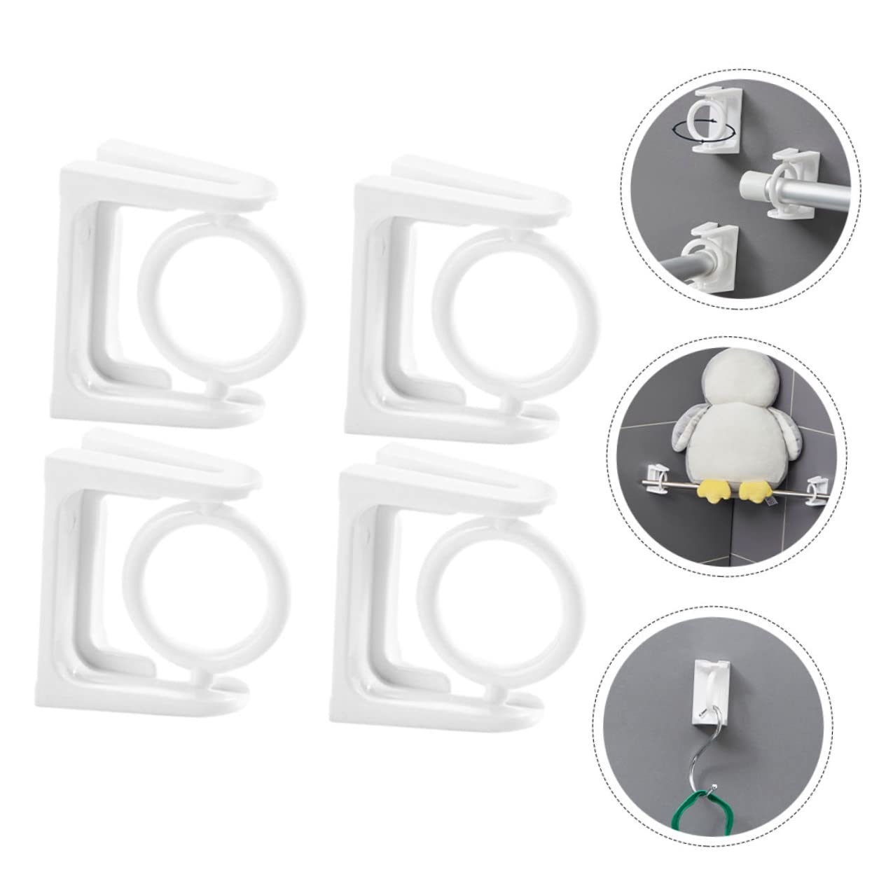 Cabilock 20 Pcs Crochet Rond Support De Tringle À Rideau De Supports De Tringle À Rideau Supports De Tringle À Draperie Circulaires sans Perçage Supports De Tringle À