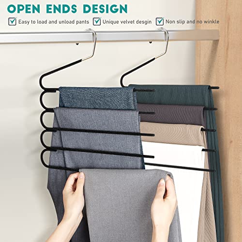 Velvet Pants Hangers Space Saving Hangers Gigpade Non Slip Pant Hangers Jean Hangers For Closet 4 Pack Trousers Hangers Multiple Pant Hanger Clothes Hangers Closet Organizer For Scarf Pants Jeans #TOP2