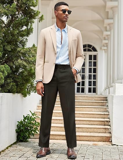 Image of CB-COLEBROOK Luxury PV Stretchable Classic Casual Pants for Men | Stylish Ankle Fit Men's Wear Premium Trousers for Office or Party | Mens Fashion Dress Trouser with 4 Pockets & Suit Pant's