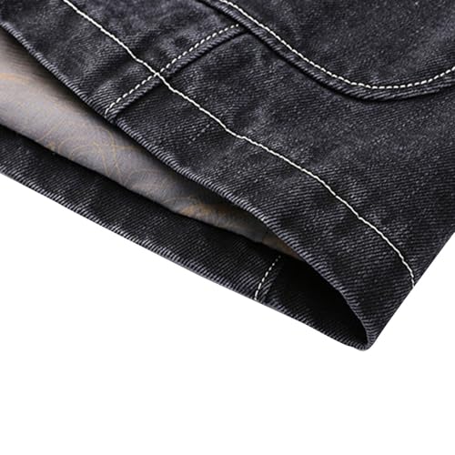 Men's Vintage Casual Work Wear Faux Denim Suit Blazer Jacket Two Button Lapel Open Front Daily Business Sport Coat3