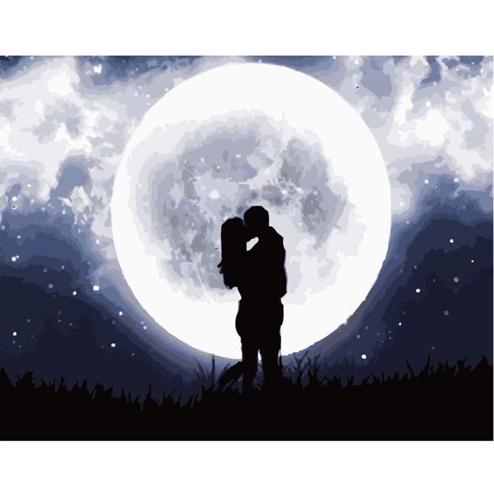 ABEUTY DIY Paint by Numbers for Adults Beginner - Moon Couple 16x20 inches Number Painting Anti Stress Toys (No Frame)