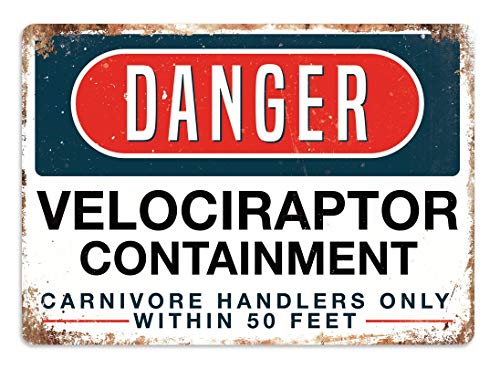 Tarfy Danger Velociraptor Containment Decoración de Pared Retro Vintage Cartel de Chapa Decoración Bar Café Café Barbacoa Tienda