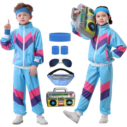 Ezuwail Kinder 80er 90er Jahre Outfit für Jungen Mädchen 6Pcs...