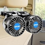 QIFUN 12V Car Fan, Portable Car Fan Cool Gadgets for Rear Seat Passenger, 4'' Headrest 360° Rotatable Backseat Car Cooling with Stepless Speed Regulation for Vehicles, SUV, RV, Boat