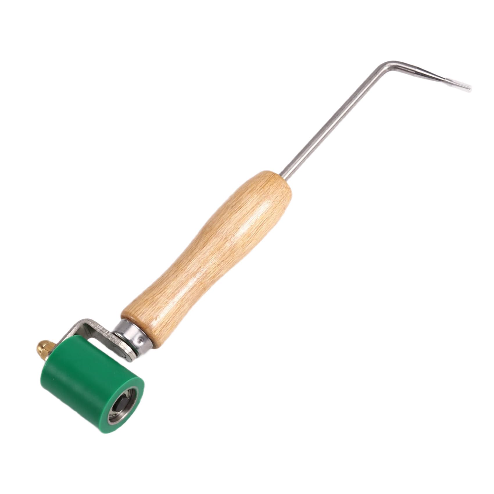 Akfldms As Show Wood Handle Seam Roller With Probe, 40Mm Silicone For Pvc/Epdm Single Ply Roofing