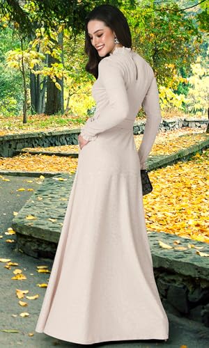 Image of KOH KOH Womens Long Sleeve Elegant Pockets Fall Winter Evening Maxi Dress