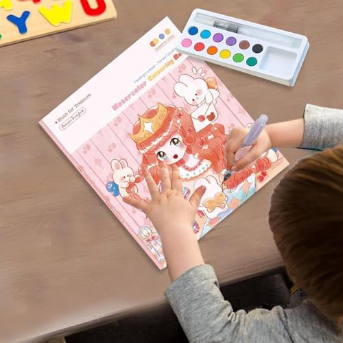 Image of Crackles for Beginner Watercolor Book - Painting Set | Painting Set - DIY Coloring Note-Book with Watercolor Princess & Rabbit Designs - (Pack of 2)