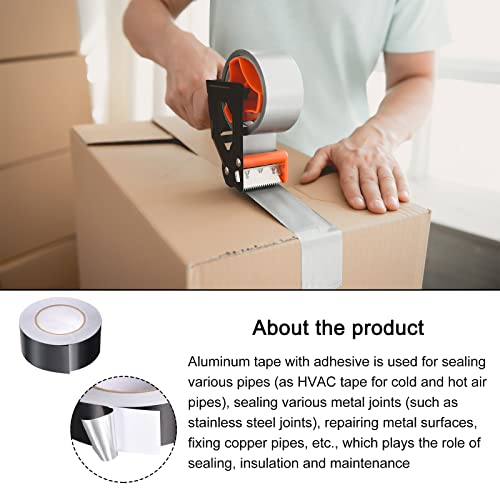 Image of Aluminum Foil Tape Adhesive Metal Tape, [for Sealing Patching Hot Cold HVAC, Duct, Pipe Insulation] - 2.2 inch /164ft /2.8 Mil /Black