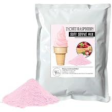 Soft Serve Ice Cream Mix Powder 1 kg, Add 2.5 L Water, Yields 3.5 kg 7.7 lb, About 5860 Cones/Bag 60 g / 2.1 oz, Machine-Ready lychee raspberry
