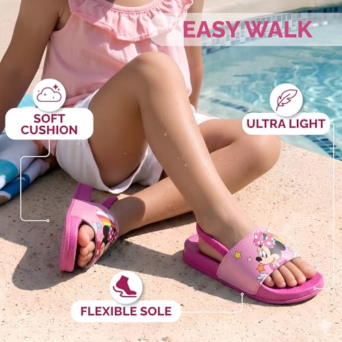 Image of Disney Minnie Mickey Encanto Lightning McQueen Lilo n Stich Sesame Street Little Mermaid Moana Slides Backstrap Slip-On Beach Sandals (Infant /Toddler /Little Kid)