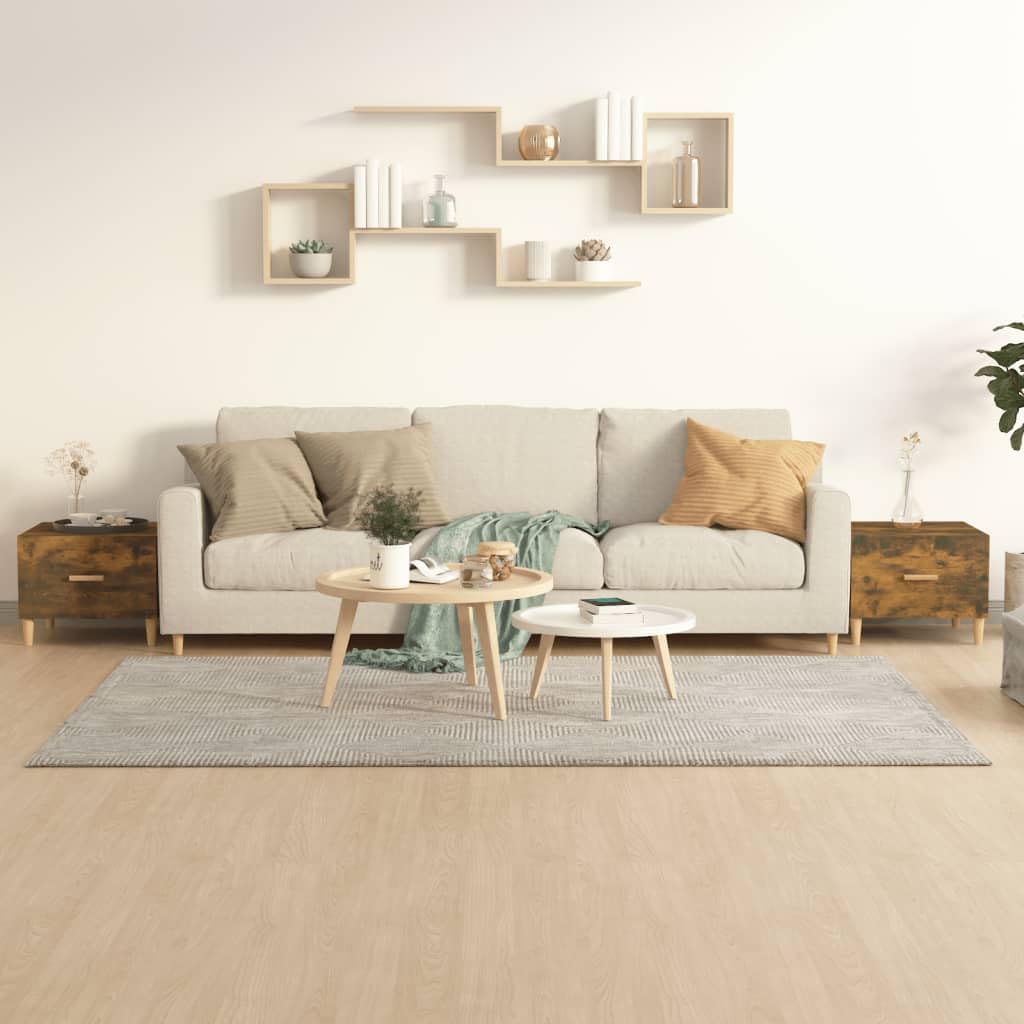 2er Set Couchtische Räuchereiche 50x50x40cm Holzwerkstoff | Beistelltische mit Schublade für das Wohnzimmer, stabiler Holzwerkstoff, minimalistischer Nachttisch im Doppelpack.