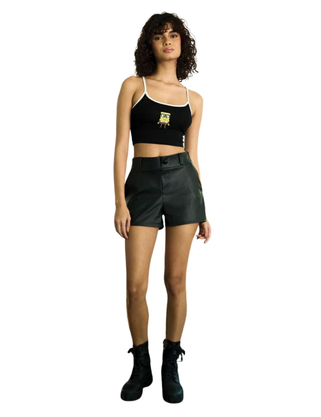 Bonkers Corner Black Spongebob Cami Crop Top in black