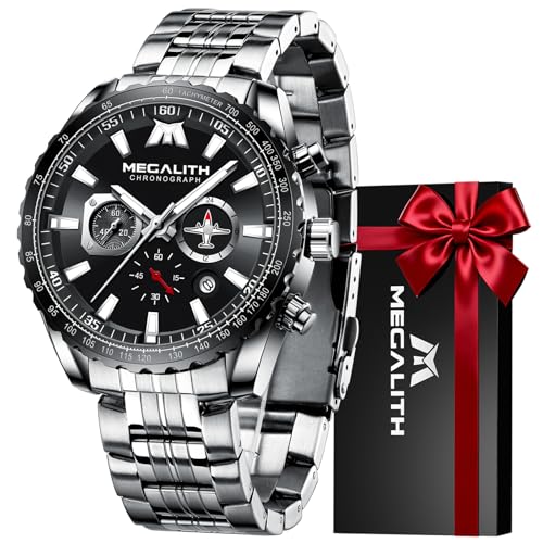 MEGALITH Orologio Uomo Cronografo Acciaio: Argento Orologi...