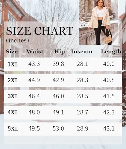 LALAGEN Damen-Leggings, Übergröße, mit Fleece gefüttert, wasserabweisend, Thermo-Leggings, Winter, warm, hohe Taille, Workout-Hose mit Taschen, Marineblau, 5X-Groß