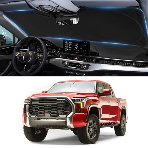 Image of Windshield Sun Shade Fit for 2007-2019 2020 2021 Toyota Tundra Sunshade | Front Car Window Shades Windshield Cover Foldable Sun Visor Protector Shield Blocks UV Rays Heat Car Accessories