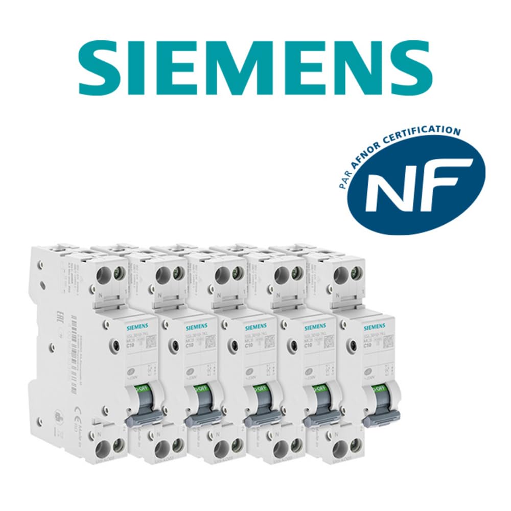 SIEMENS - Lot De 5 Disjoncteurs Électriques Phase + Neutre 10A