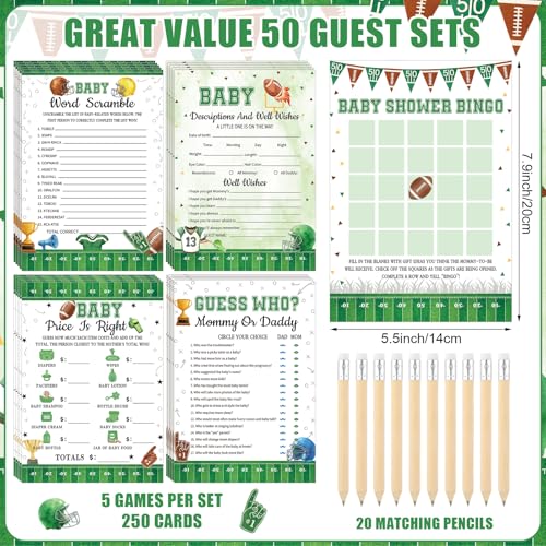 Image of Patelai 321 Pcs Football Baby Shower Decorations Football Touch Down It's a Boy Baby Shower Games Bingo Price Guess for Don't Say Gender Reveal Party Games Supply