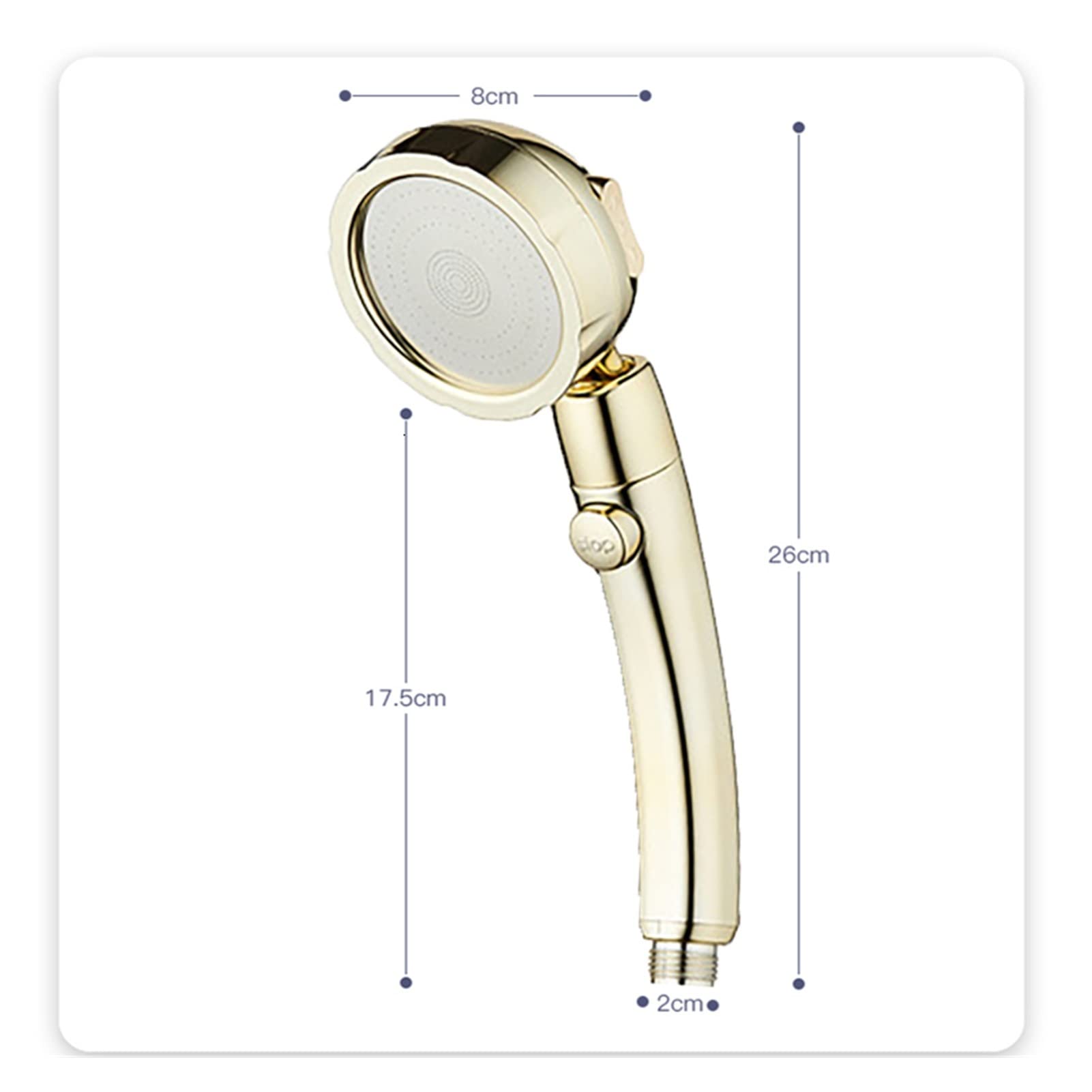 INEOUT Oro Abbagliante 3 modalità di Regolazione Il Soffione Doccia Ruota Il Pulsante di Arresto Ad Alta Pressione for Risparmiare Acqua Placcatura Cromata Dorata (Color : Shower And Hose)