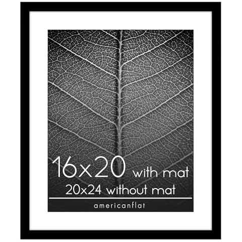 Americanflat 20x24 Picture Frame with Polished Plexiglass - Use as 16x20 Frame with Mat or 20x24 Frame Without Mat - Epic Collection - Wide Picture Frame for Wall Display - Black Cover