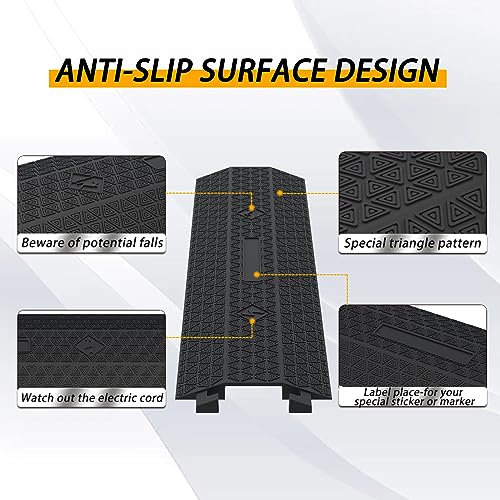 Image of 2 Pack Heavy Duty 40 inch Rubber Drop Over Cable Cover Floor Cord Cover Hose Protector Ramp for Home Office Warehouse (Large-2 piece)