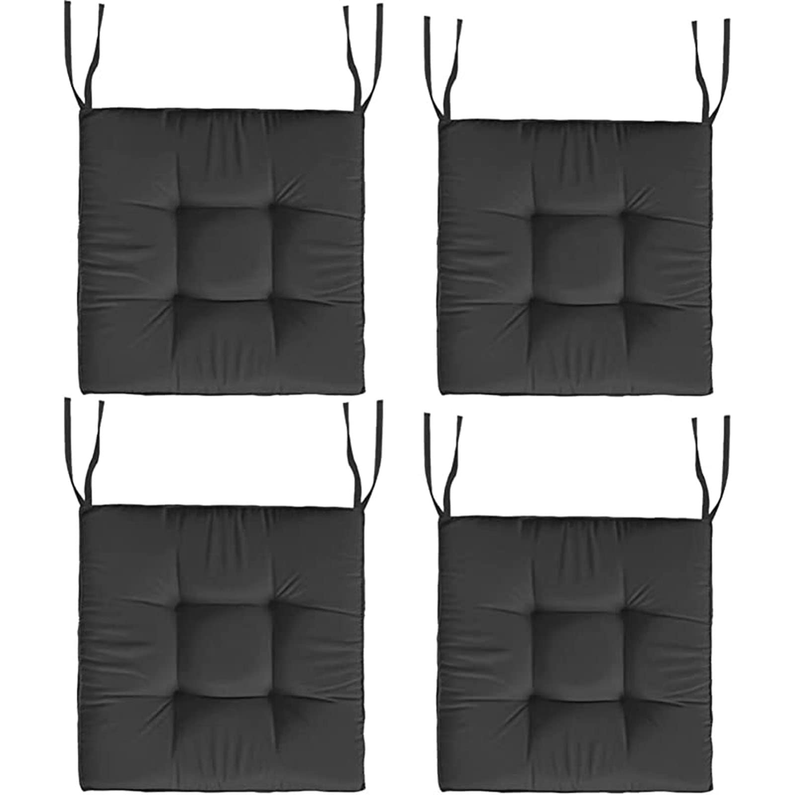 Coussin de chaise exterieur TOULIVER lot de 4 galettes impermeables 40x40 cm noir