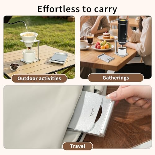 Image of Pour over Dripper Stand,Portable & Foldable Espresso Machine Stand with outin,Office coffee stand with base,Suitable for office,home,camping Square&Sliver
