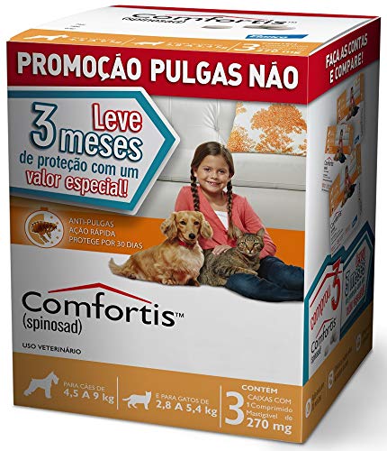 Comfortis Combo 270mgx3 Blister Elanco Cães Pequenos,Sabor Carne