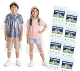 Juvale Kids Poncho - 10-Pack, One Size, Clear - Plastic Disposable Rain Ponchos for Kids with Hood - Bulk Emergency Rain Cover for Children