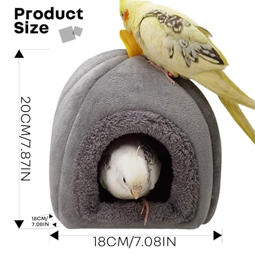 Image of QBLEEV Bird Nest House Winter Warm Bird Bed for Cage Hanging Bird Hammock Soft Plush Snuggle Hut Tent, Parrot Cage Accessories Birds Hideaway Sleeping Bed (Grey, Large)