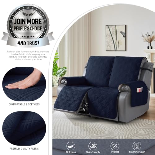 Image of TAOCOCO Waterproof Loveseat Recliner Covers Non Slip for Reclining 2 Seater