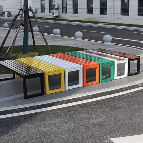 Banc de jardin résistant aux intempéries orange en métal de 100cm - 4