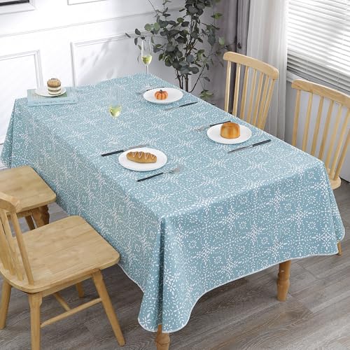 Image of Walrus Heavy Duty Vinyl Tablecloth with Flannel Backing Waterproof Oil-Proof Plastic Table Cloth Stain-Resistant Wipeable Table Cover for Indoor and Outdoor (Perforated Floral,60x84 Inch)
