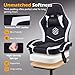 Giantex Gaming Chair, Height Adjustable Computer Desk Chair with Headrest, Lumbar Support, Linkage Armrests, Reclining Backrest & Footrest, Ergonomic Office Chair, Video Game Chair (Black)
