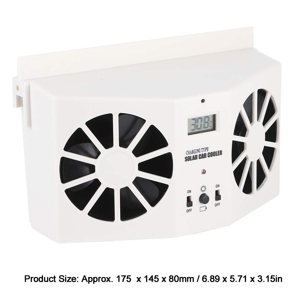 FUWE Raffreddatore ad energia Solare, condizionatore d'Aria per Auto Ventilatore d'Aria Regolabile Ventilatore di Scarico Doppio Motore con Display della Temperatura del Pannello Solare per Il